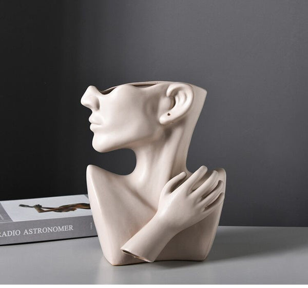 Nordic Resin Human Head Flower Vase