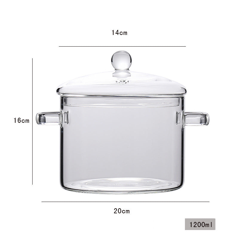 Mini Transparent Glass Soup Pot with Cooking Accessories