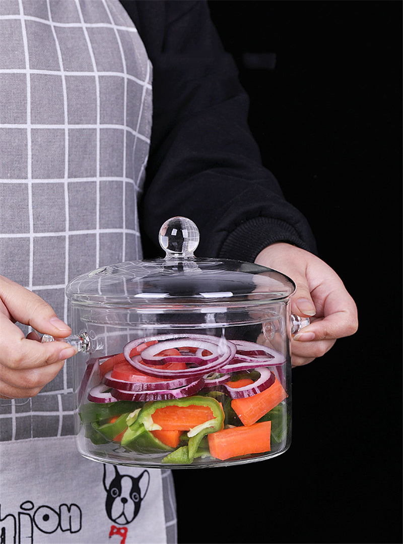 Mini Transparent Glass Soup Pot with Cooking Accessories