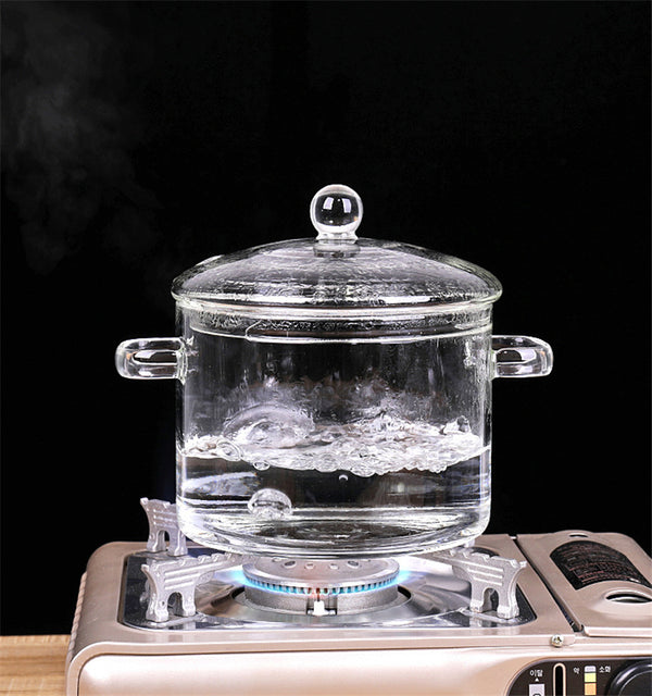 Mini Transparent Glass Soup Pot with Cooking Accessories