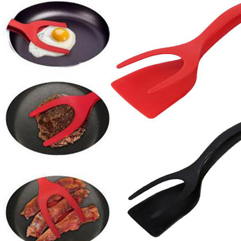 2-in-1 Grip and Flip Tongs for Kitchen Eggs and Pancakes