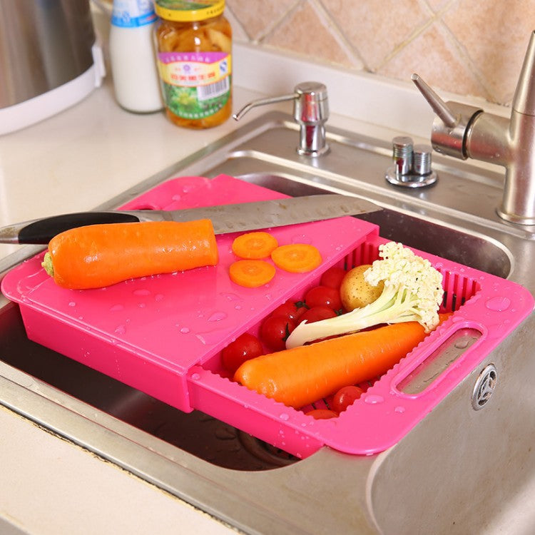 3-in-1 Kitchen Cutting Board with Sink and Drain Basket