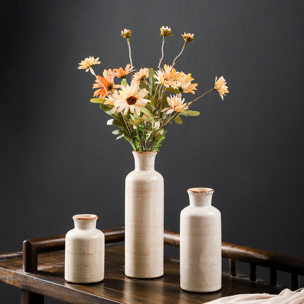 Retro Glazed Hand-Painted Vase Set - 3 Pieces