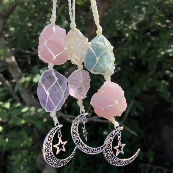 Gemstone Moon and Star Car Hanging